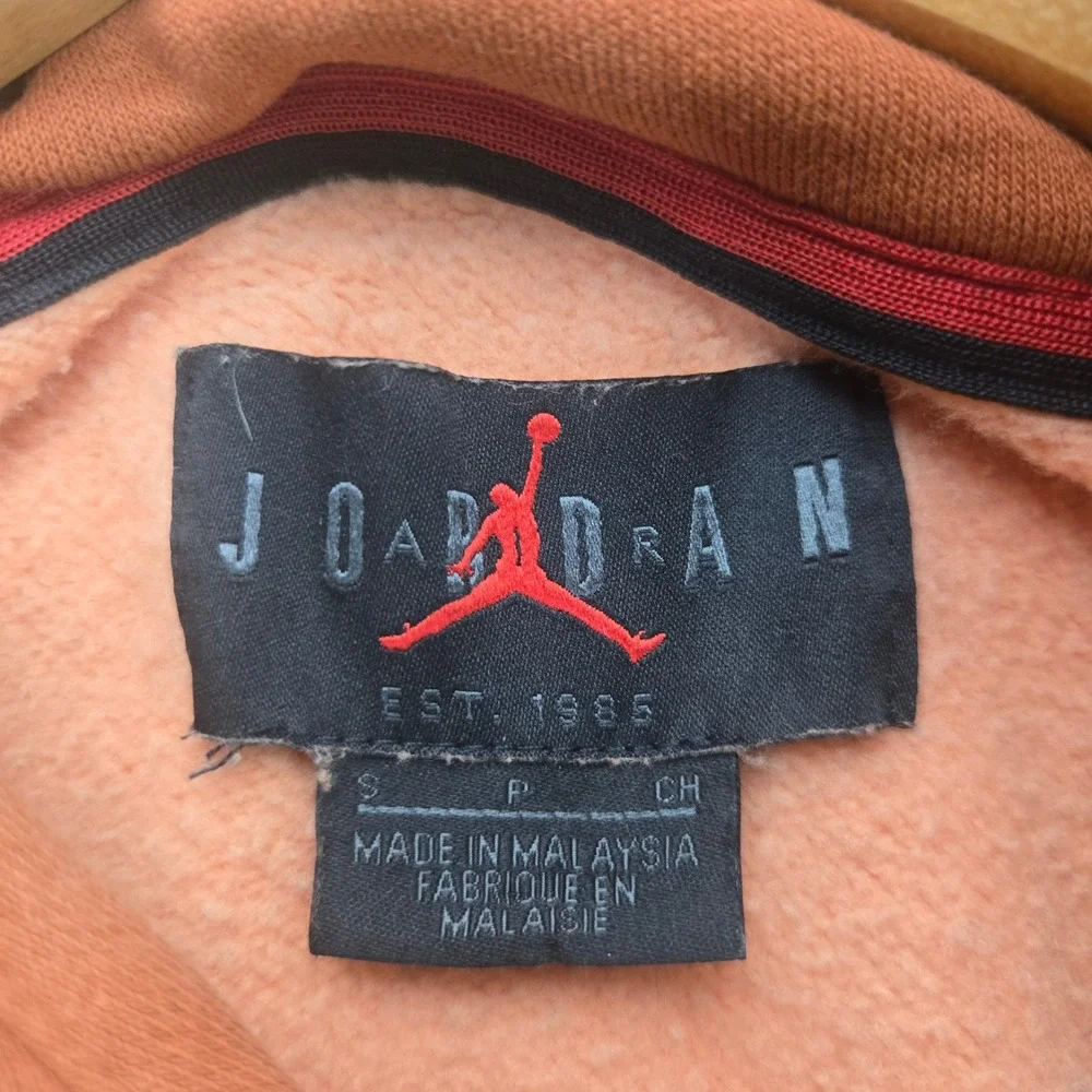 Jordan Hoodie Jumpman Colorblock Pullover Small Orange Black Graphic Fleece 2593